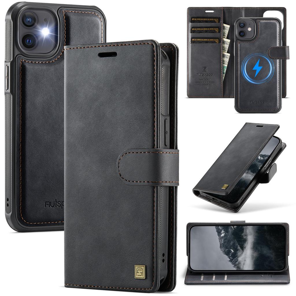 2-in-1 Magnetic Detachable Wallet Case for iPhone 12/12 Pro/12 Pro Max - PU Leather, Card Slots, MagSafe Charging, 360° Protection & Kickstand
