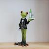 Garden Frog Statue Outdoor Frog Ornament Whimsical Frog Statue Waiter Flower Bouquet Sculpture for Home Office Decoration
