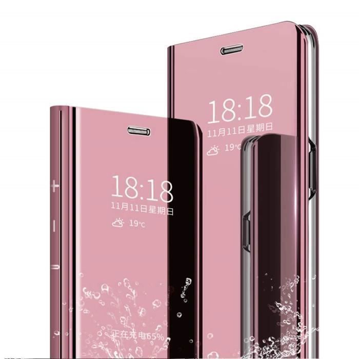 Etui Folio - Samsung - Note 10 Lite - Effet Miroir - Rose - Semi-rigide
