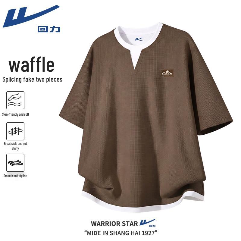 Warrior Men s Waffle Texture Faux Two-Piece Short Sleeve T-Shirt XL