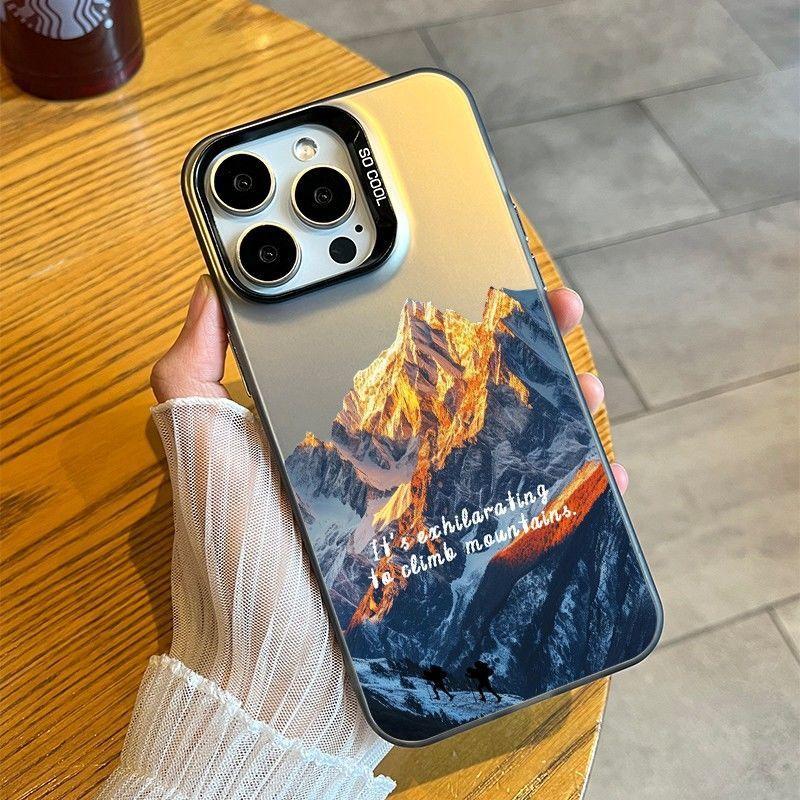 Sunset Snowy Mountain Phone Case for iPhone 17 Air 16 15 14 11 Pro 13 12 Mini Xs 8 7 Matte Laser Bumper Shockproof Coque Cover