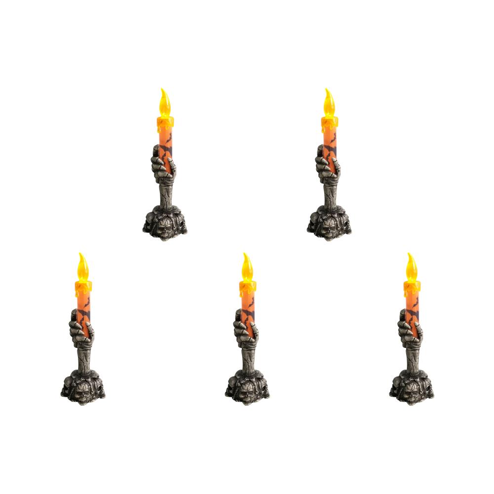 1-10PCS Halloween Skull Candle Holder LED Light Skeleton Ghost Hand Flameless Candle Light Party Bar Decoration Decorative