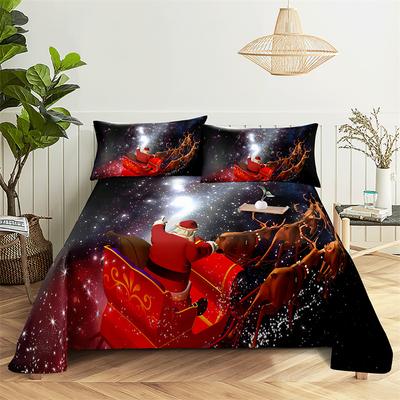 Weihnachtsmann Queen Bettwäsche-Set Kinder Spannbettlaken Jungen und Mädchen Bettlaken und Kissenbezüge Weihnachtsgeschenke Bettlaken-Set Bettwäsche-Set