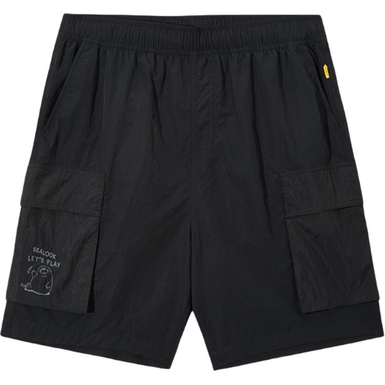 Anta X Sea Leopard Letter Mid-Rise Breathable Versatile Cargo Shorts Unisex Shorts 172538506-2
