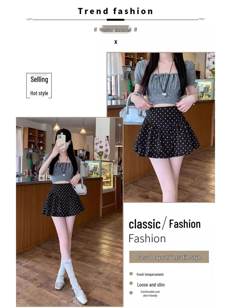 Women's High-Waist Polka Dot A-Line Cake Skirt – Summer 2025 Style, Fluffy & Short