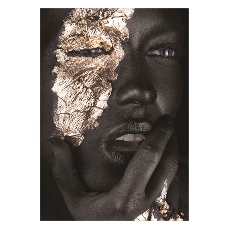 African Woman Art Black And Gold Portrait Canvas Paintings Poster Print Wall Art Picture Home Decor For Living Room Frameless