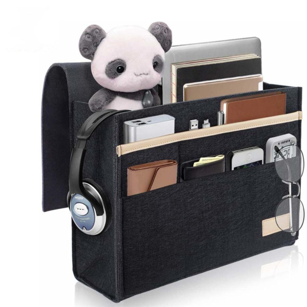 

Подвесной прикроватный органайзер с несколькими карманами, из фетра, держатель для пульта и салфеток, прикроватный ящик для хранения, диван чёрный