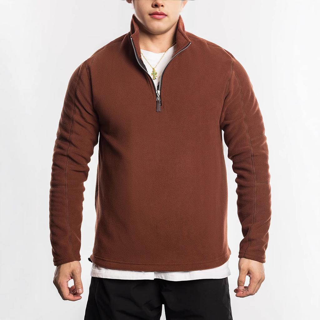 Autumn and Winter New Men's Clothing Fleece Sweater Stand-up Collar Half Zipper Long Sleeve Trendy Versatile Men's Top