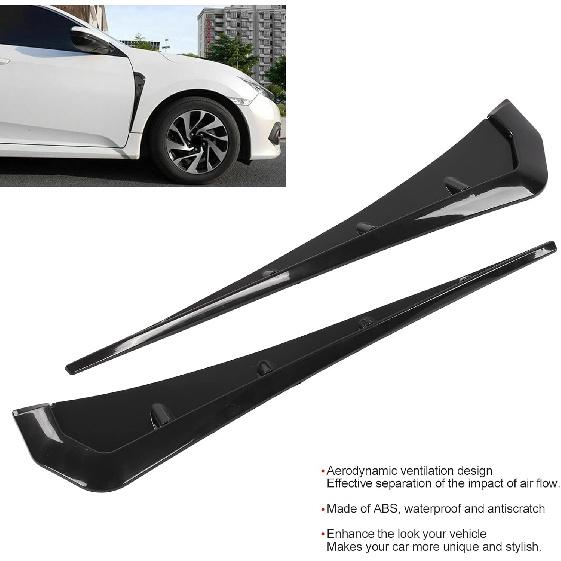 Fydun Side Vent Trim 2pcs Universal Car Mudguard Side Wing Air Vent Cover Trim Black Exterior Accessories for Car