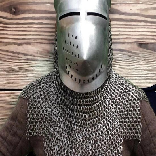 Medieval Steel Klappvisor Hounskull Bascinet Helmet with Aventail, Steel Wearable for Adult Knight Helmet  Medieval Costumes