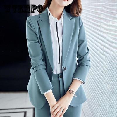 Suit Suit Women Slim Waist Interview Formal Suit Professional Wear Solid Color Fashion Two-piece Set