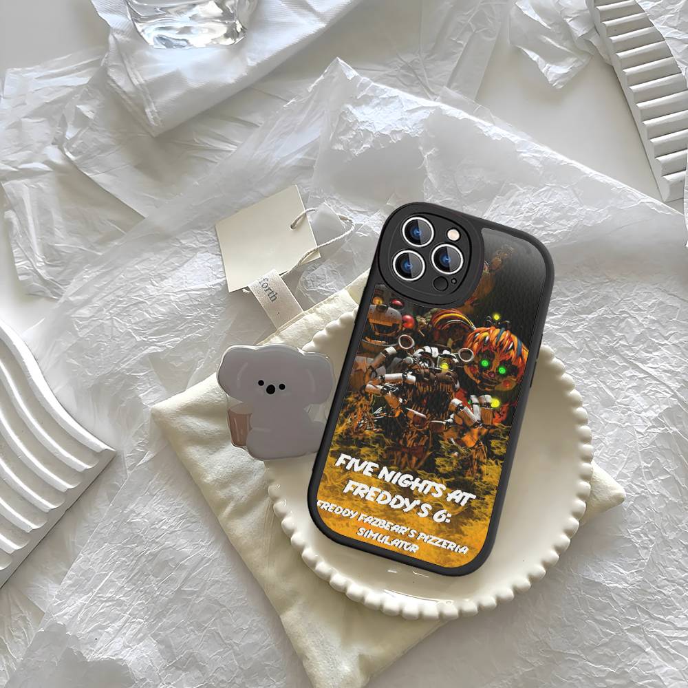 Amine Fnaf Five-nights-At-Freddys Phone Case For IPhone 16 15 14 11 12 13 Pro Max Plus Back Leather Shell