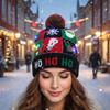 2025 Trendy High Quality Warm Beanie Hats Winter Cold Hats Caps with LED Light Knitted Cute Print Hat for Christmas