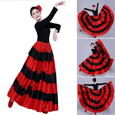Smooth Belly Dance Costumes Satin Paso Doble Dance Dress Fashion Large Swing Skirt  for Women