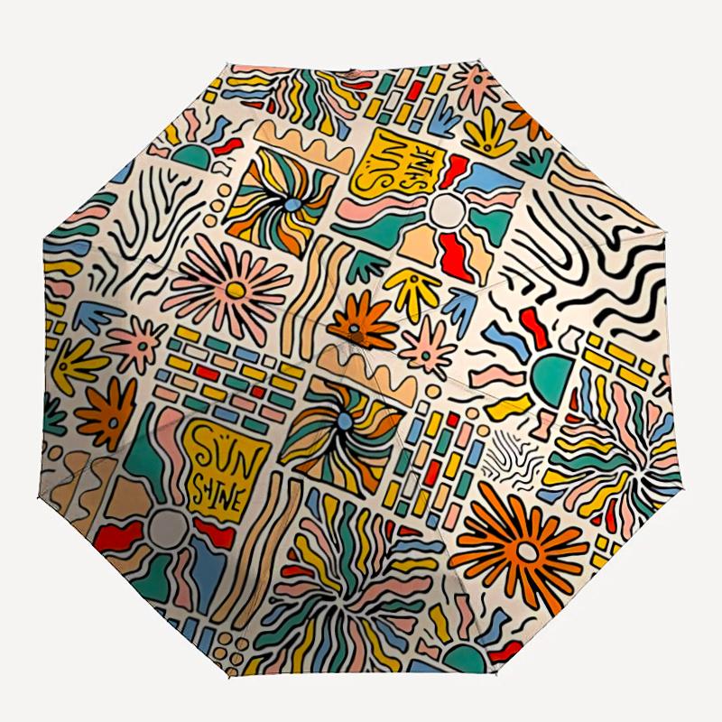 

1pc Abstract Patterns Automatic Open/close Umbrella, 8-Rib sturdy structure, Portable Travel Umbrella, Parties, Everyday Usel034