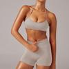 Popular neck beauty back sports underwear shorts yoga set fitness pilates sports quick-drying two-piece set