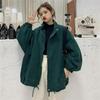 Korean Style Mid-Length Drawstring Zipper Jacket - Spring/Autumn 2025 Women's Long Sleeve Workwear
