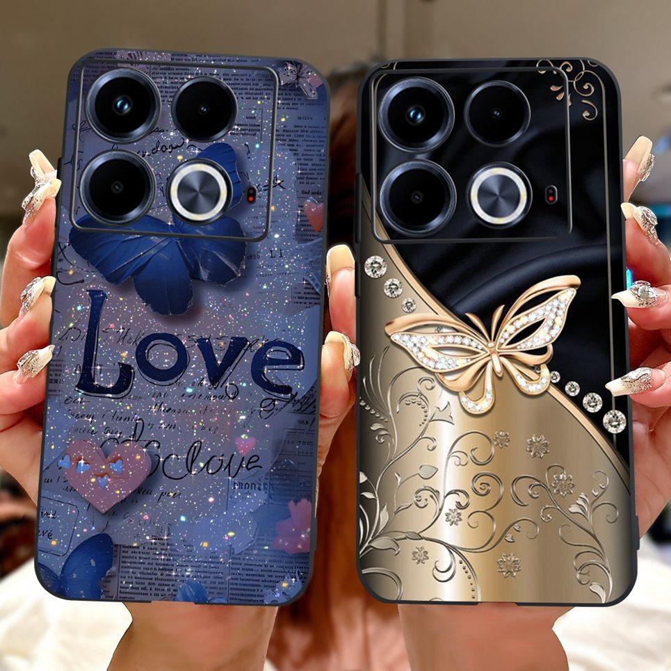 For Cover Infinix Note 40 40x 40Pro Plus Note40 Pro+ Phone Case Colorful Flower Butterfly Lxuru Women Fashion Soft Siliocne Etui