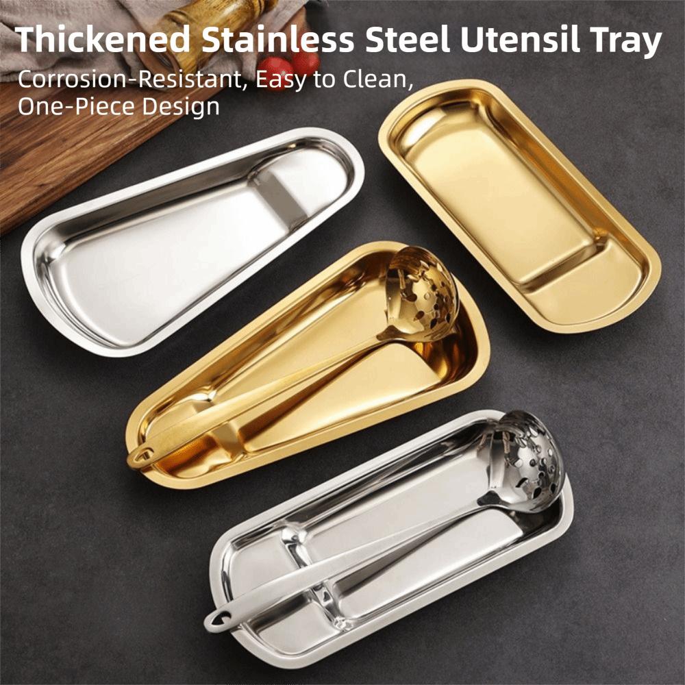 Irregular Outline Condiment Serving Tray Mirror Polished Metal Storage Tray  Kitchen Use