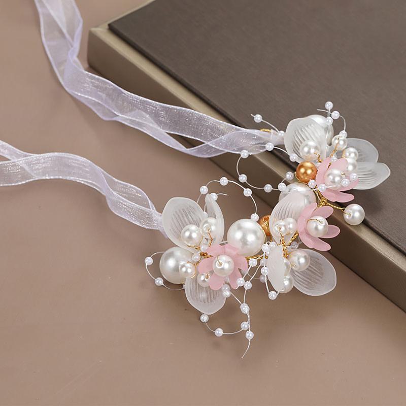 Bridal Pearl Hair Headdress Flower Wreath Bride Garland Head Hoop Headbands Hair Jewelry