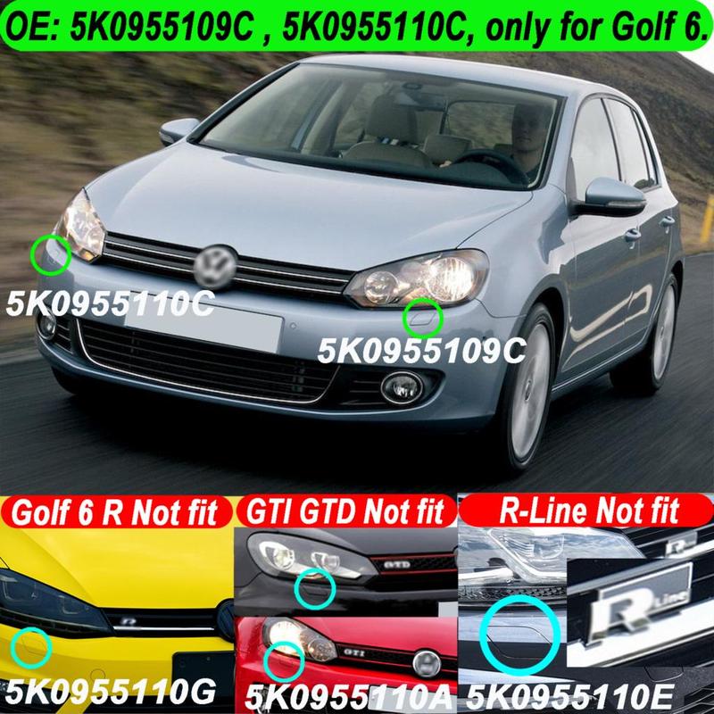 Car Front Bumper Headlight Washer Nozzle Cover Caps for VW Golf MK6 VI Jetta 2008 2009 2010 2011 2012 2013 5K0955109C 5K0955110C