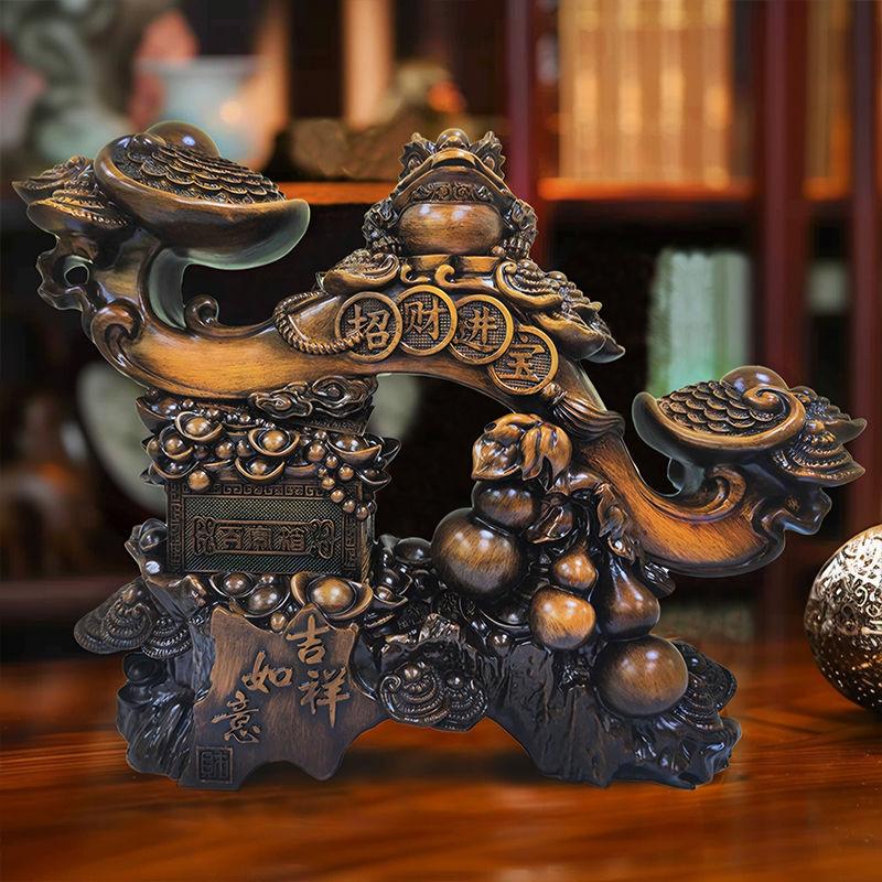 Auspicious Lucky Decorations Golden Toad Gourd Ornaments Home Decor Living Room Foyer Relocation New Home Store Opening Gift