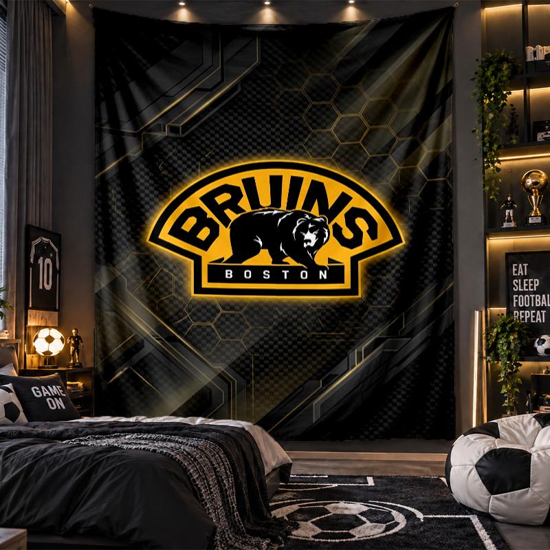 Wall Hanging Tapestry Boston Bruins Print Cloth for Living Room Bedroom Home Decor