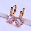 LSOOYH klipové náušnice růžové zlato módní náušnice pro ženy oválné náušnice s krychlovými zirkony šperky šperky
