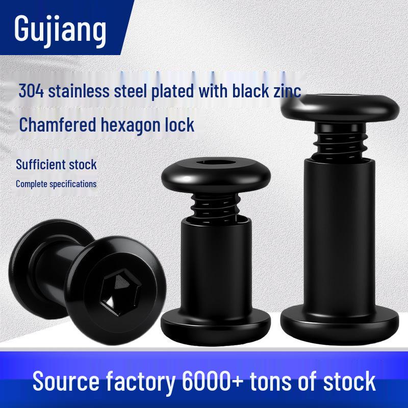Black Zinc Plated 304 Stainless Steel Countersunk Hexagon Socket Cap Lock Nuts for Furniture, M2-M8