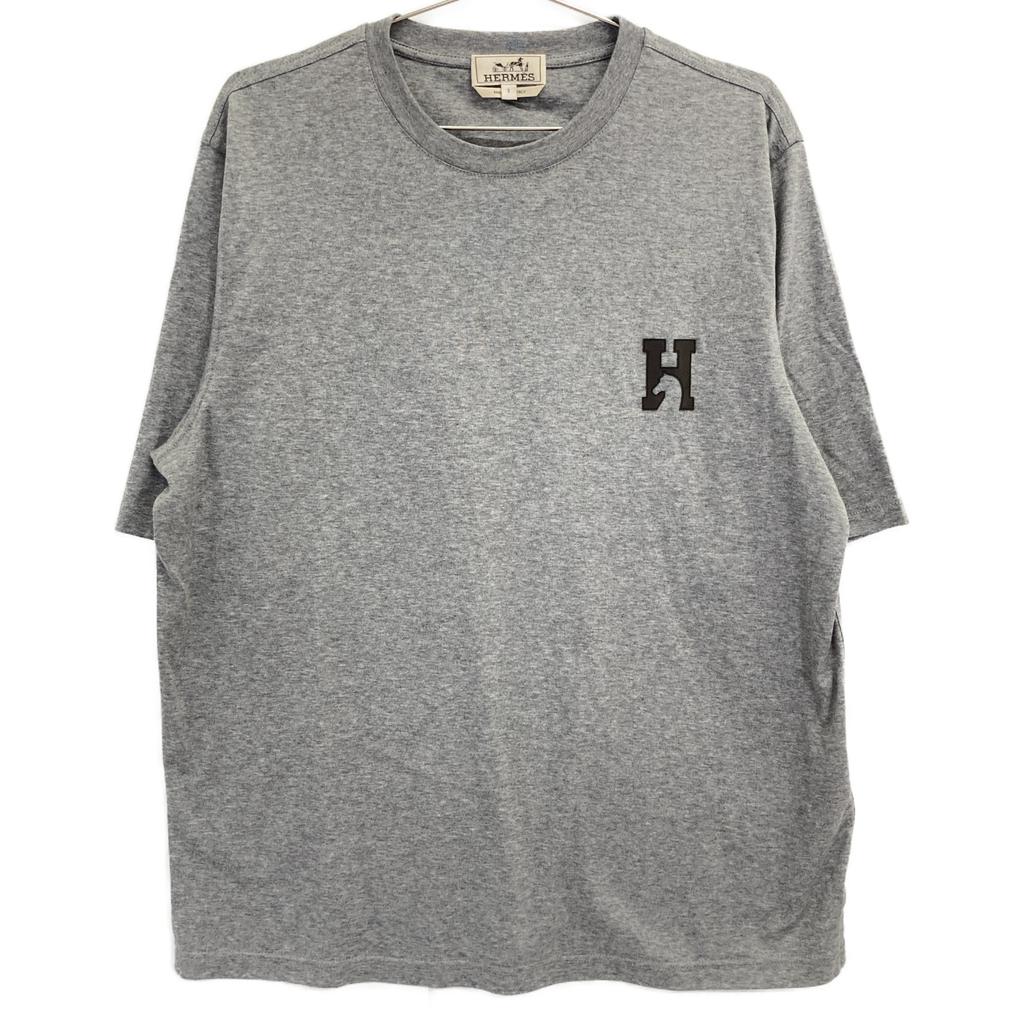 Hermes [Ausgezeichneter Zustand/Inlandsgenehmigt] H567810HA H Cheval Leder-Logo-Patch Kurzarm-T-Shirt/ Oberteile S grauGebraucht