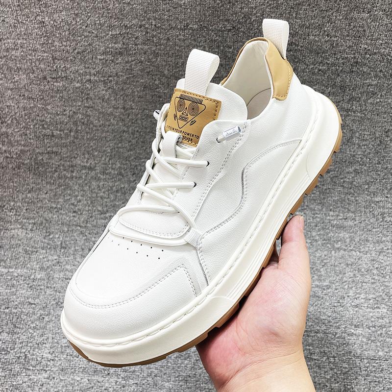 

2025 summer new men s casual leather shoes genuine leather men s white shoes trendy clown shoes versatile men s shoes shoes 44