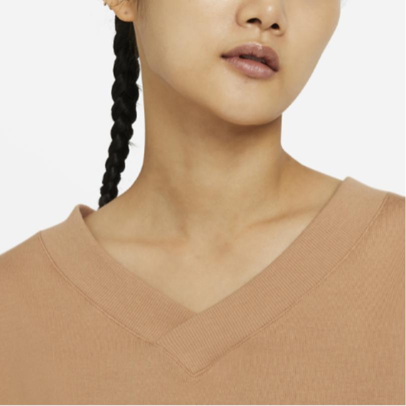 Nike Yoga Luxe Casual Loose Velvet American V-Neck Sweatshirt Women Sweatshirt Brown DA0773-288