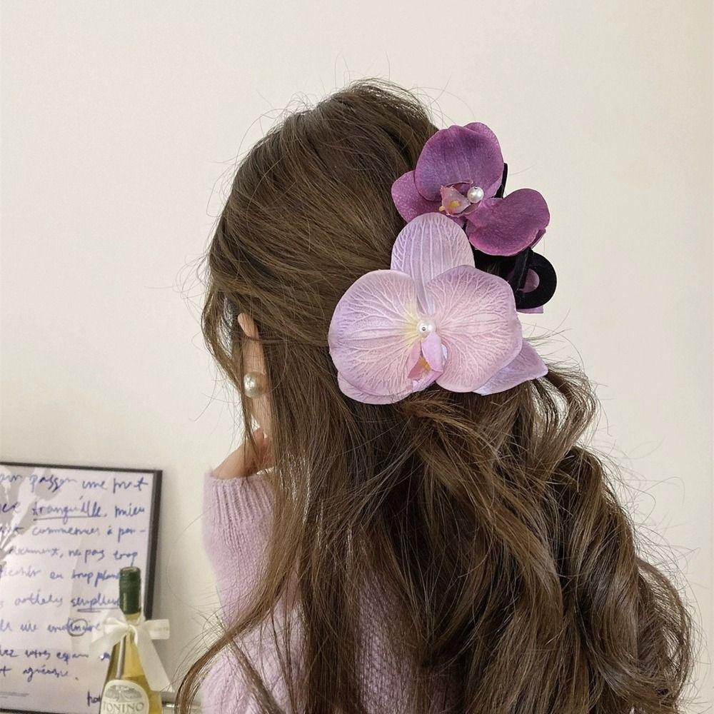 Pearl Flower Hair Clip Cloth Girl Hair Clip Cute Orchid Flower Hairpin Girl