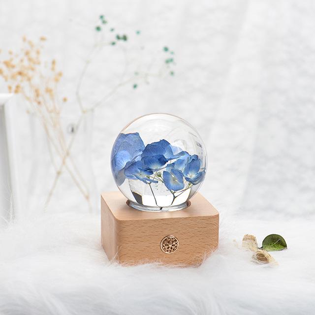 Dandelion Preserved Flower Night Light - Wooden Crystal Ball for Christmas & Birthday Gifts