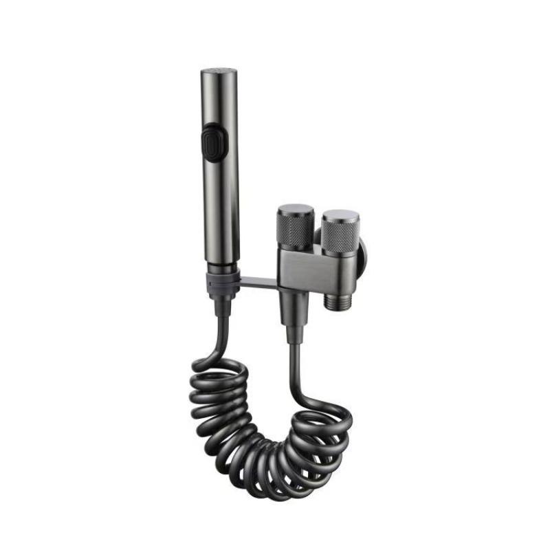 3-in-1 Bidet Spray Gun and Angle Valve Set - High Pressure Toilet Cleaner with 1 In 2 Out Faucet, All Copper Construction