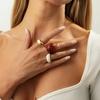 Salircon 4Pcs/Set Vintage Brown Transparent Resin Wide Rings Women Irregular Geometric Ring Autumn Winter Charm Jewelry Gift New