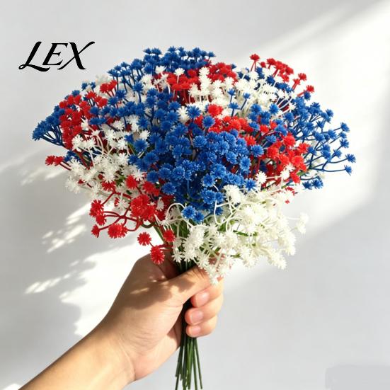Fake Floral Bouquet for Wedding 10Pcs Artificial Baby Breath Flowers, Gypsophila Bouquet, Bendable Stems Realistic Plastic Vase Faux Party,