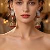 Bohemian Crystal Pearl Tassel Bell Stud Earrings - Indian Retro Style Fashion