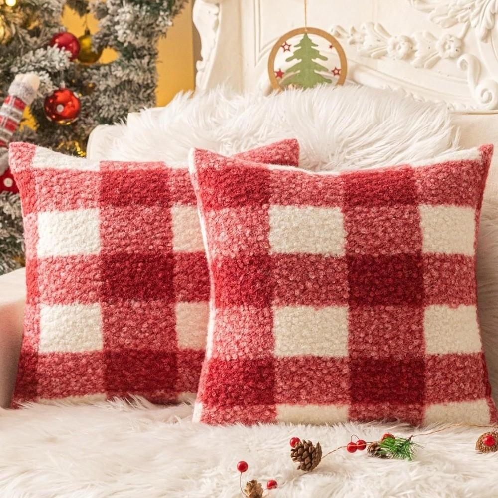 18x18 Inch Plushie Pillow Covers Plaid Pattern Cushion Cover Stylish Throw Pillow Case  Home Decor
