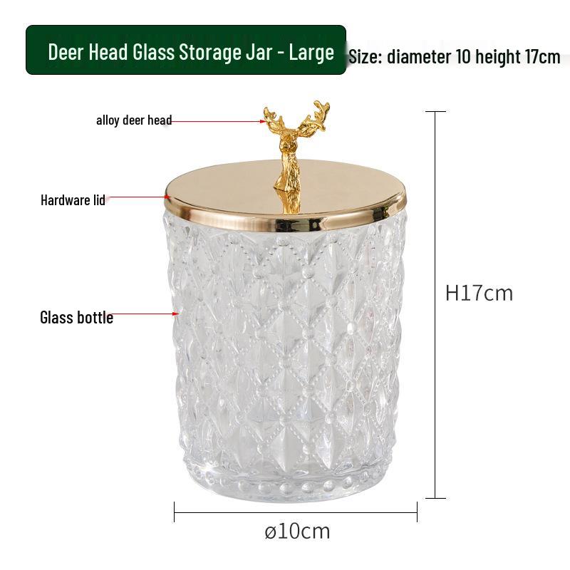 Severský lehký luxusní křišťálový dekorativní bonboniér s motivem hlavy jelena