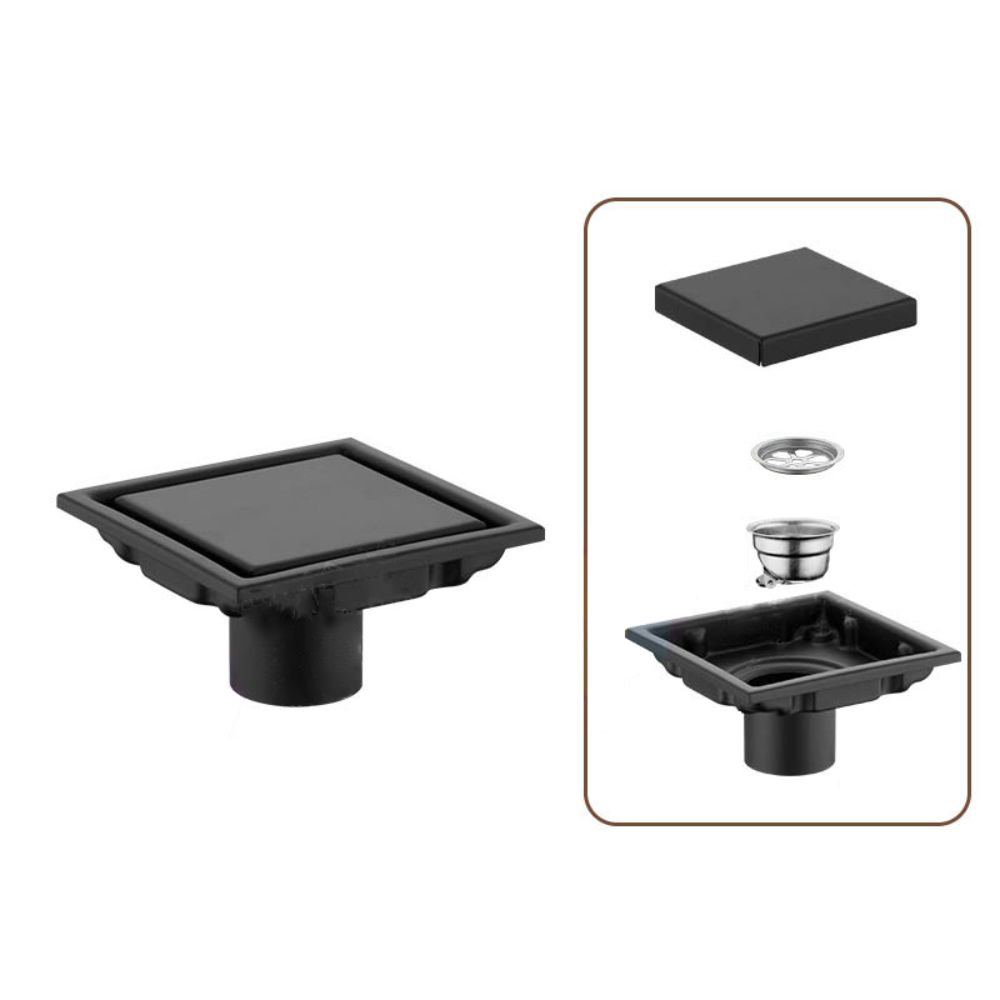 Geruchshemmende Duschrinne mit großem Durchfluss 304 Edelstahl Duschroste Quadratischer Bodenablauf Toiletten