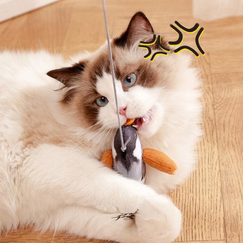 Kitten Chew Toy Sound Toy Teething Soft Bird Toy Chirping Bird with Sound Attractive Bird Shape Teething Toy