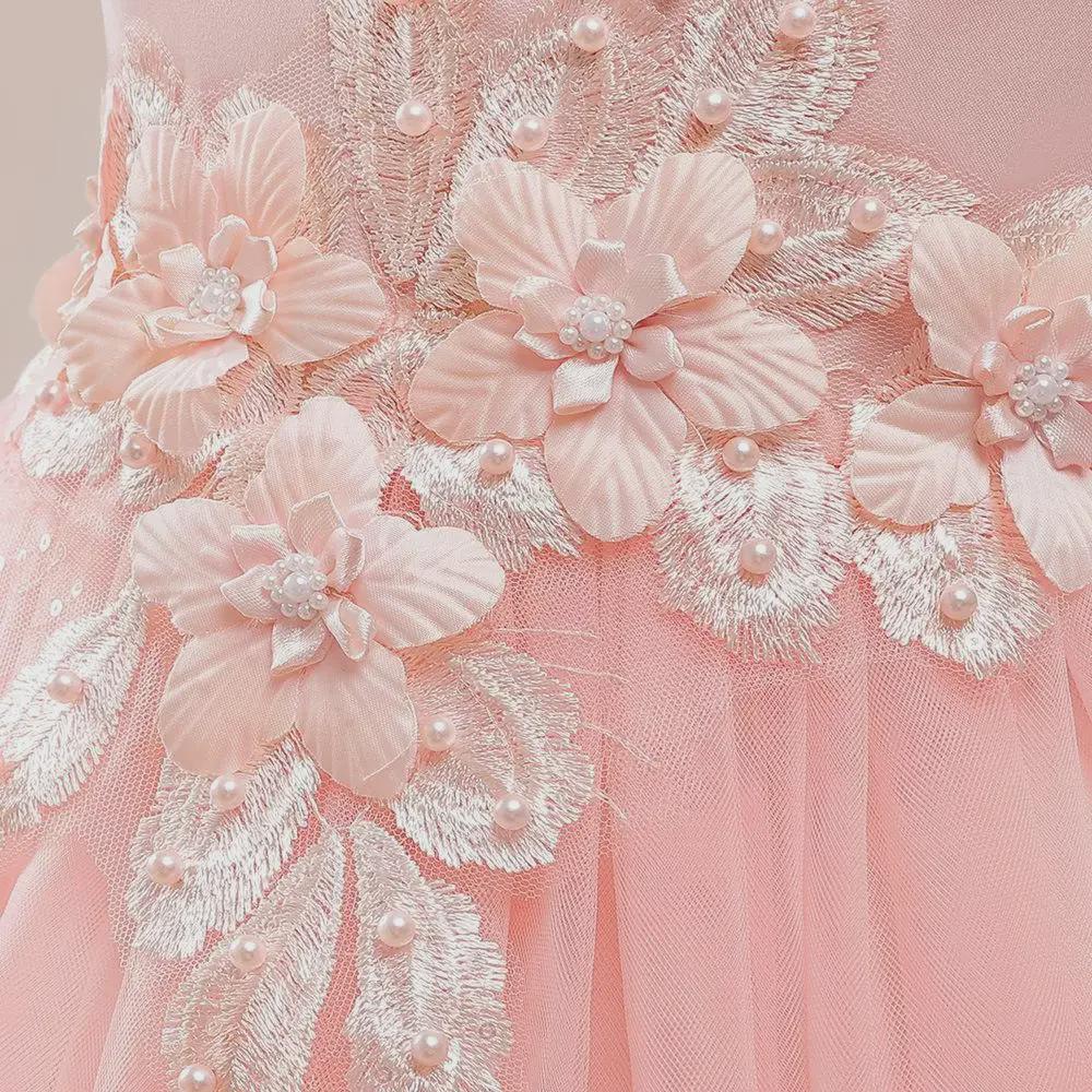 Girls' Embroidered Lace Flower Princess Dress