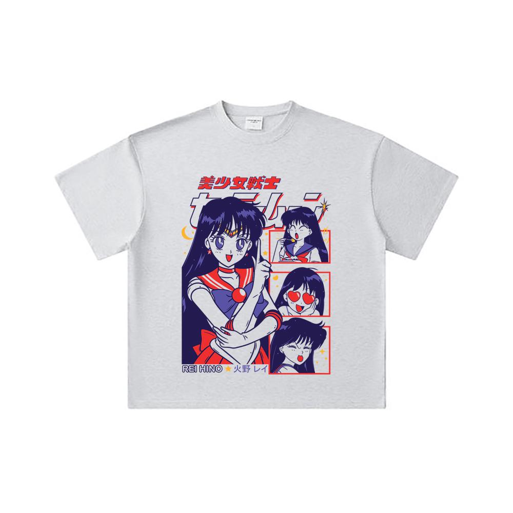 260 GSM Double Yarn 32 Count 100% Cotton Rei Hino Print Unisex Heavy Cotton T Shirt
