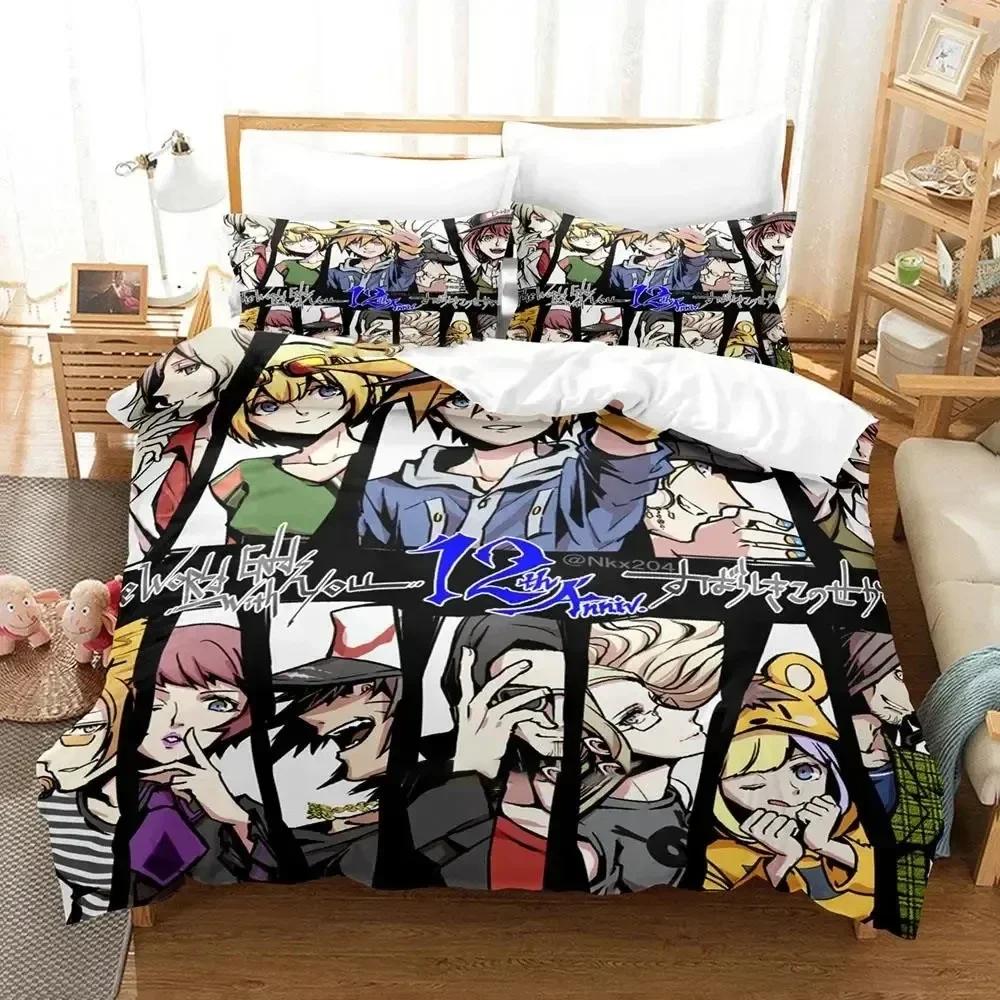 Comforter The World Ends With You Neku Sakuraba Printed Bed Set Bedding Set Linen Sheet Quilt Full Queen King Size