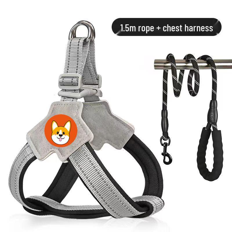 

Дышащая шлейка-жилет для собак и поводок для маленьких и средних пород, таких как сиба-ину, корги и тедди M (Chest 46-56cm, for 20-30lb Dogs)