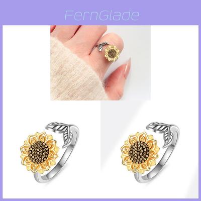 Sunflower Adjustable Ring With Copper Material For Fashion Women And Gift Giving