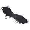 Sun Lounger Foldable Adjustable Backrest Stainless Steel Metal Frame 187 X 55 X 24 Black