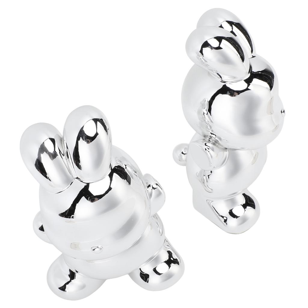 Book Ends Stable Rabbit Shaped Resin Ornament Decorative Bookends for Bedroom Study Shelves Silver
