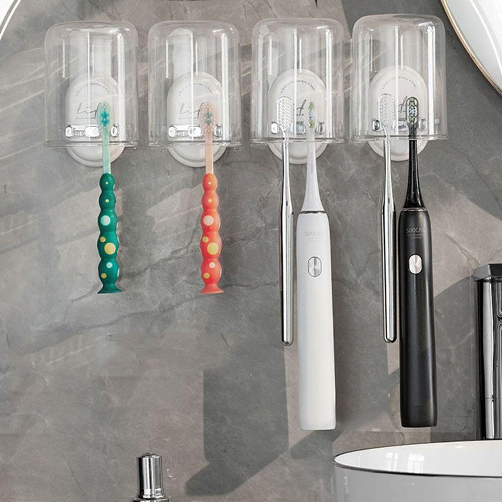 Efficient Drainage Toothbrush Storage Rack Non-punching Wall-mounted Toothbrush Holder Space Saving Easy-install